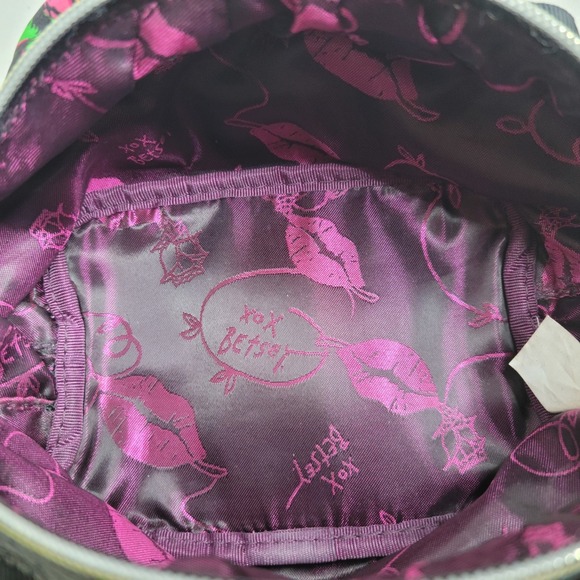 Betsey Johnson Black Floral Polka Dot Cosmetic Bag -Makeup Bag - Picture 6 of 6